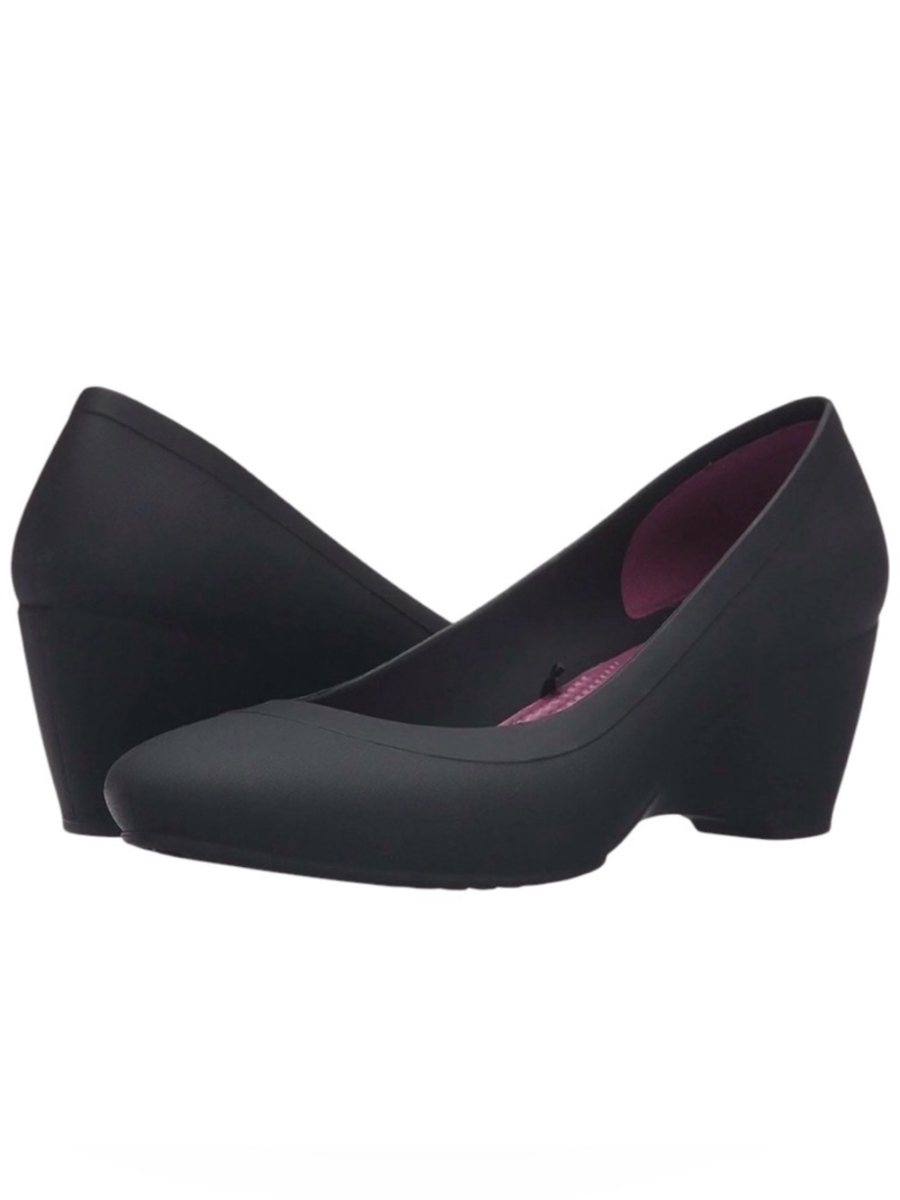 Crocs Lina Black Croslite Wedge Round Closed Toe Comfort Shoes Sz 7